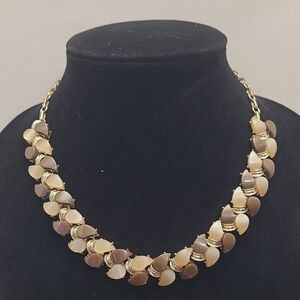 Vintage Coro gold-tone necklace with brown and beige moonglow lucite